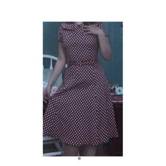 Burgundy polka dot dress - Picture 2 of 2